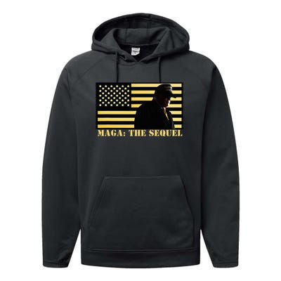 Maga The Sequel Trump 2024 Winner Second Term American Flag Performance Fleece Hoodie