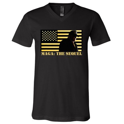 Maga The Sequel Trump 2024 Winner Second Term American Flag V-Neck T-Shirt