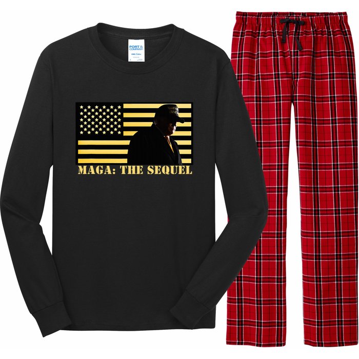 Maga The Sequel Trump 2024 Winner Second Term American Flag Long Sleeve Pajama Set