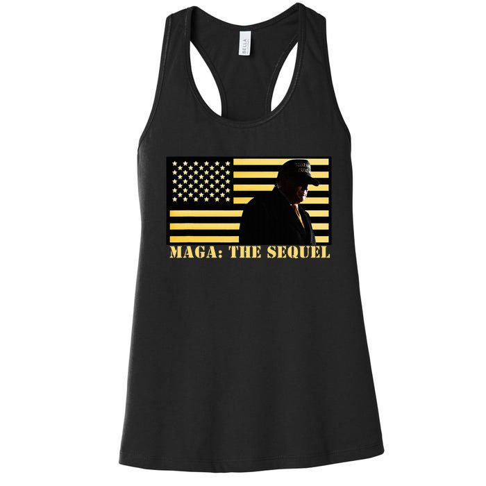 Maga The Sequel Trump 2024 Winner Second Term American Flag Women's Racerback Tank