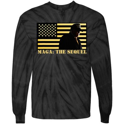 Maga The Sequel Trump 2024 Winner Second Term American Flag Tie-Dye Long Sleeve Shirt