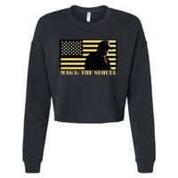 Maga The Sequel Trump 2024 Winner Second Term American Flag Cropped Pullover Crew