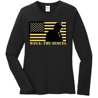 Maga The Sequel Trump 2024 Winner Second Term American Flag Ladies Long Sleeve Shirt