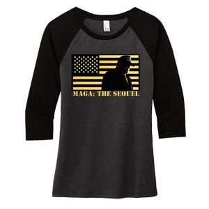 Maga The Sequel Trump 2024 Winner Second Term American Flag Women's Tri-Blend 3/4-Sleeve Raglan Shirt