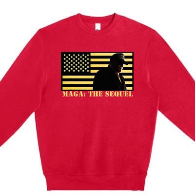 Maga The Sequel Trump 2024 Winner Second Term American Flag Premium Crewneck Sweatshirt