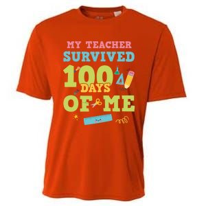 My Teacher Survived 100 Days Of Me Funny 100th Day Of School Meaningful Gift Cooling Performance Crew T-Shirt