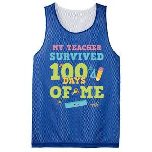 My Teacher Survived 100 Days Of Me Funny 100th Day Of School Meaningful Gift Mesh Reversible Basketball Jersey Tank