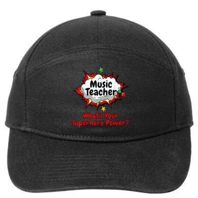 Music Teacher Superhero Funny Comic Tee 7-Panel Snapback Hat