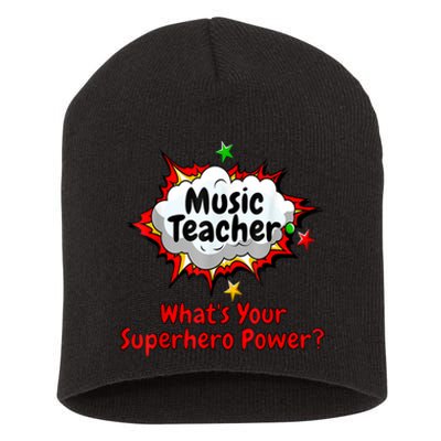 Music Teacher Superhero Funny Comic Tee Short Acrylic Beanie