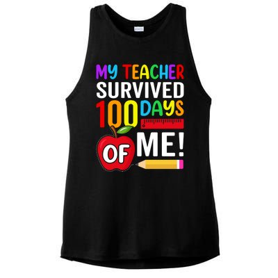 My Teacher Survived 100 Days Of Me Funny Kindergarten Gift Ladies PosiCharge Tri-Blend Wicking Tank