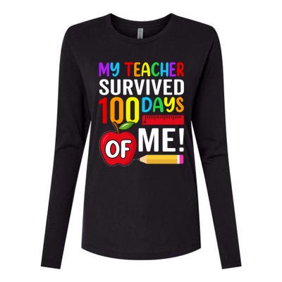 My Teacher Survived 100 Days Of Me Funny Kindergarten Gift Womens Cotton Relaxed Long Sleeve T-Shirt