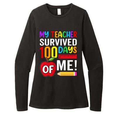 My Teacher Survived 100 Days Of Me Funny Kindergarten Gift Womens CVC Long Sleeve Shirt