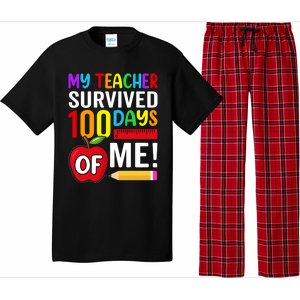 My Teacher Survived 100 Days Of Me Funny Kindergarten Gift Pajama Set