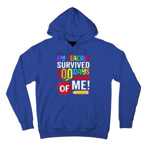 My Teacher Survived 100 Days Of Me Funny Kindergarten Gift Hoodie