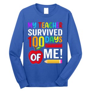 My Teacher Survived 100 Days Of Me Funny Kindergarten Gift Long Sleeve Shirt