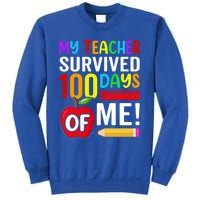 My Teacher Survived 100 Days Of Me Funny Kindergarten Gift Sweatshirt