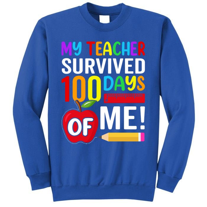 My Teacher Survived 100 Days Of Me Funny Kindergarten Gift Sweatshirt