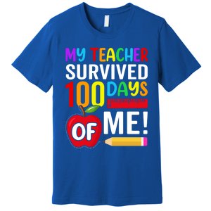 My Teacher Survived 100 Days Of Me Funny Kindergarten Gift Premium T-Shirt