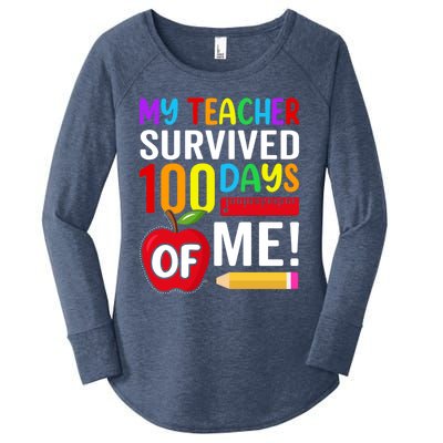 My Teacher Survived 100 Days Of Me Funny Kindergarten Gift Women's Perfect Tri Tunic Long Sleeve Shirt