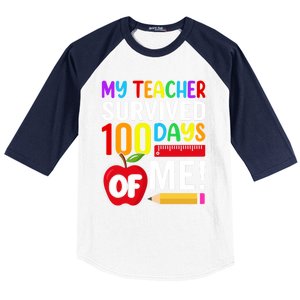 My Teacher Survived 100 Days Of Me Funny Kindergarten Gift Baseball Sleeve Shirt