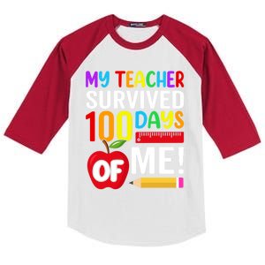 My Teacher Survived 100 Days Of Me Funny Kindergarten Gift Kids Colorblock Raglan Jersey