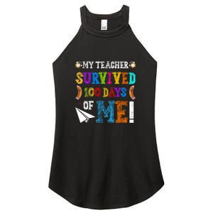 My Teacher Survived 100 Days Of Me Funny School Women's Perfect Tri Rocker Tank