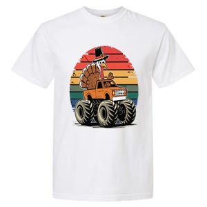 Monster Truck Turkey Sunset Retro Thanksgiving Garment-Dyed Heavyweight T-Shirt