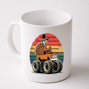 Monster Truck Turkey Sunset Retro Thanksgiving Coffee Mug