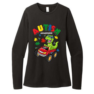 Monster Truck Trex Dinosaur Autism Awareness Gift Womens CVC Long Sleeve Shirt