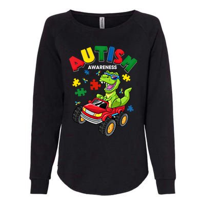 Monster Truck Trex Dinosaur Autism Awareness Gift Womens California Wash Sweatshirt