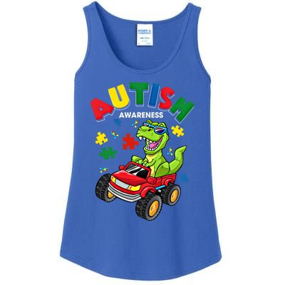 Monster Truck Trex Dinosaur Autism Awareness Gift Ladies Essential Tank