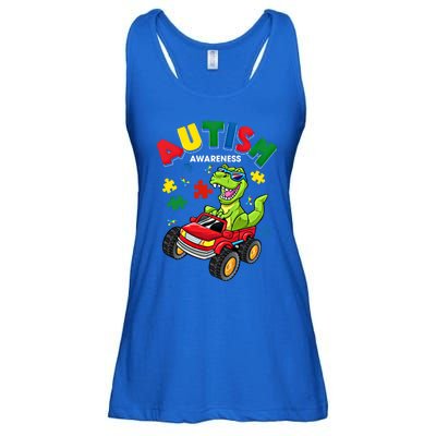 Monster Truck Trex Dinosaur Autism Awareness Gift Ladies Essential Flowy Tank