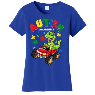 Monster Truck Trex Dinosaur Autism Awareness Gift Women's T-Shirt