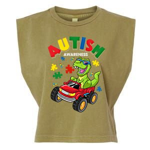 Monster Truck Trex Dinosaur Autism Awareness Gift Garment-Dyed Women's Muscle Tee