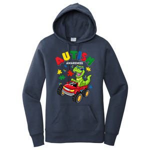 Monster Truck Trex Dinosaur Autism Awareness Gift Women's Pullover Hoodie