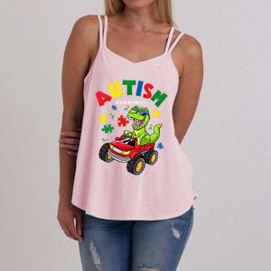 Monster Truck Trex Dinosaur Autism Awareness Gift Women's Strappy Tank