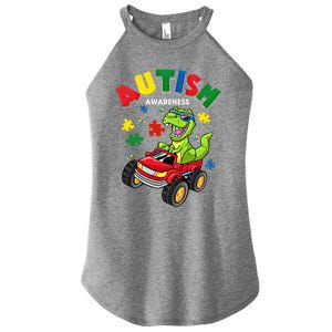 Monster Truck Trex Dinosaur Autism Awareness Gift Women's Perfect Tri Rocker Tank