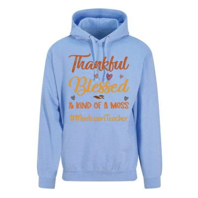 Montessori Teacher Thankful Blessed And Kind Of A Mess Fall Cute Gift Unisex Surf Hoodie