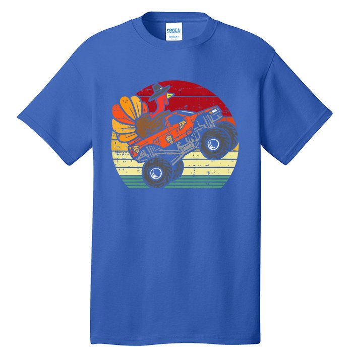 Monster Truck Turkey Sunset Retro Thanksgiving Tall T-Shirt