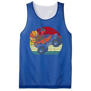 Monster Truck Turkey Sunset Retro Thanksgiving Mesh Reversible Basketball Jersey Tank