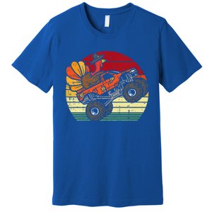 Monster Truck Turkey Sunset Retro Thanksgiving Premium T-Shirt