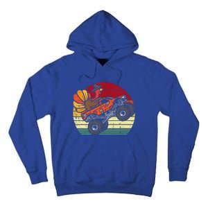 Monster Truck Turkey Sunset Retro Thanksgiving Tall Hoodie