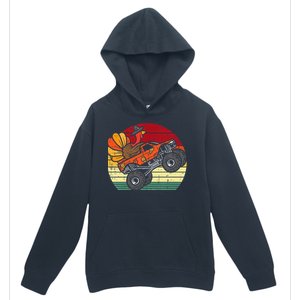 Monster Truck Turkey Sunset Retro Thanksgiving Urban Pullover Hoodie