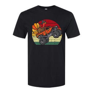 Monster Truck Turkey Sunset Retro Thanksgiving Softstyle CVC T-Shirt