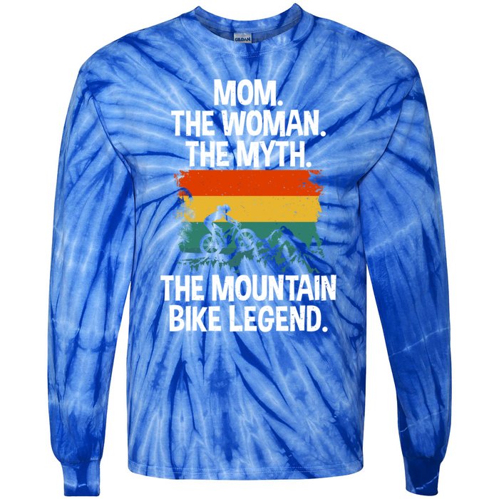 Mom The The Myth The Mountain Bike Legend Biking Mom Meaningful Gift Tie-Dye Long Sleeve Shirt