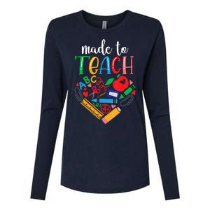 Made To Teach Gift For Teacher Womens Cotton Relaxed Long Sleeve T-Shirt