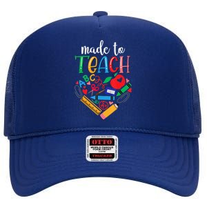 Made To Teach Gift For Teacher High Crown Mesh Back Trucker Hat