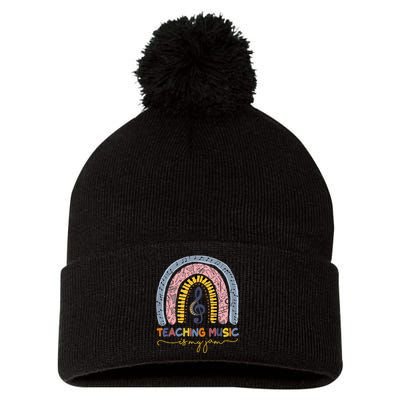 Musical Teacher Teaching Music Is My Jam Rainbow Pom Pom 12in Knit Beanie