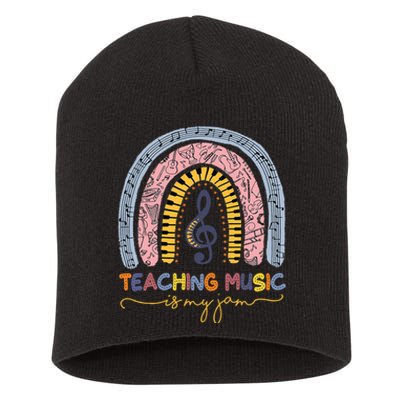 Musical Teacher Teaching Music Is My Jam Rainbow Short Acrylic Beanie