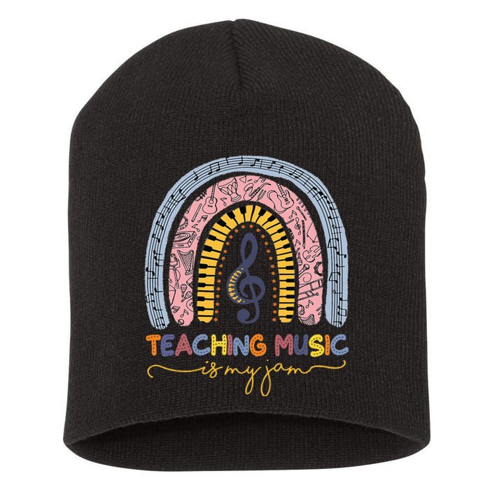 Musical Teacher Teaching Music Is My Jam Rainbow Short Acrylic Beanie